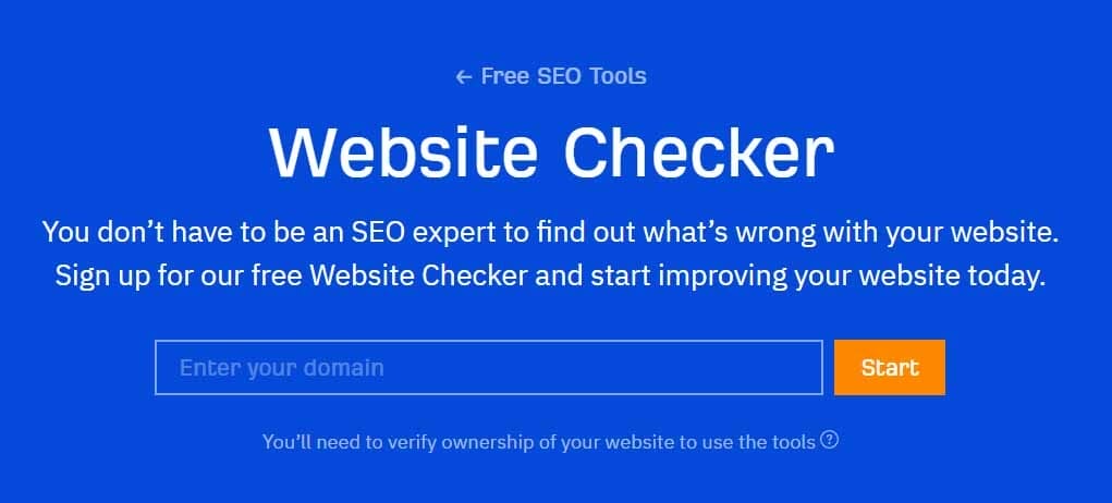 Il website checker gratuito di ahrefs che permette di scoprire le metriche del tuo sito
