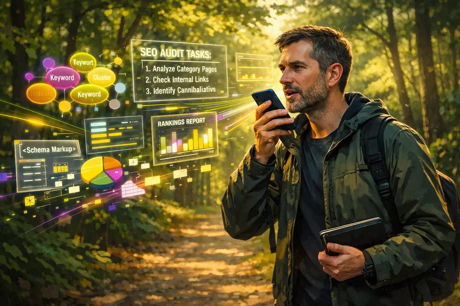 Voice-to-prompt seo workflow: trasformare idee vocali in prompt seo tecnici usando letterly e ai &mdash; immagine generata da ai, a cura di fabrizio gabrielli, seo expert, ceo & founder di agenzia seo pistakkio.
